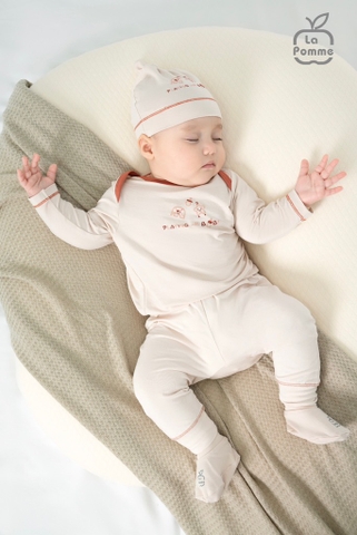LP - Bộ dài tay La Pomme  viền màu - 0M Đỏ