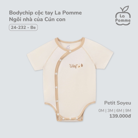 LP S10 - Body chip cộc tay La Pomme Ngôi nhà của Cún con - Be - 6-9M - SS25.T3B