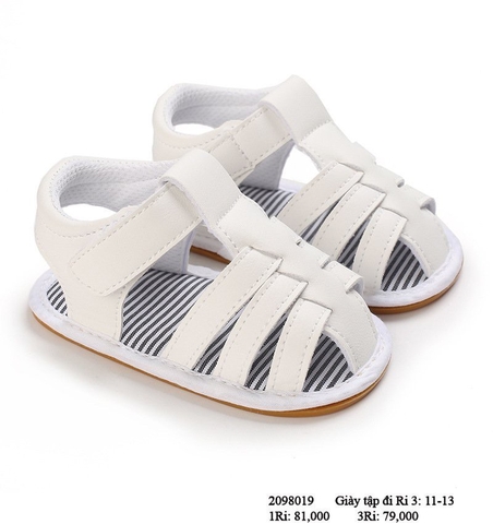 DL - Xăng đan tập đi da PU Trắng - 12M