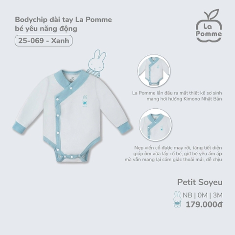 LP S10 - Body chip dài tay La Pomme bé yêu năng động - Newborn Xanh - SS24.T8A - Xanh bé yêu - 3-6M