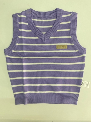 UR - Áo gile len cổ tim hai màu kẻ tím - 6M - Tím