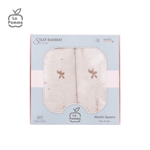 LP - K002 Set 2 khăn sữa sợi tre lụa La Pomme - 75x75cm Hươu Nâu