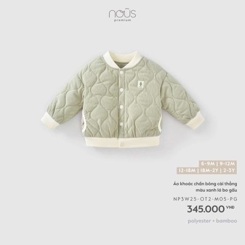 NOUS - Áo khoác chần bông cài thẳng màu xanh lá bo gấu  - 12-18M - SS26.T10A