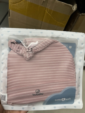 BU S30 - Mũ nút thắt Siro Stripy - ASR1924ST - Kẻ trắng + hồng - 1-3M - SS24.T8A