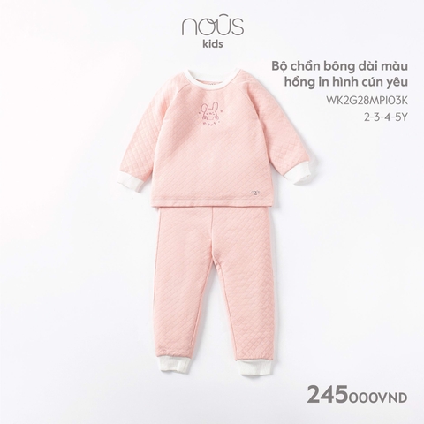 NOUS - Bộ chần bông dài màu hồng in hình cún yêu - . - 2-3Y