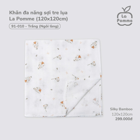 LP - Khăn đa năng sợi tre lụa (120x120cm) - Trắng (Ngôi làng) - SS25.T2A