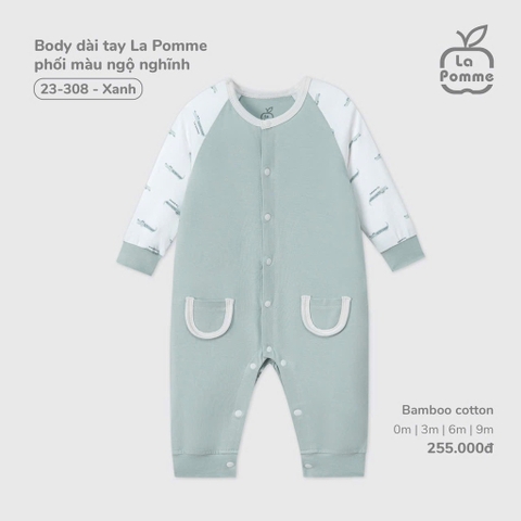 LP - Body dài tay La Pomme phối màu ngộ nghĩnh - Xanh - SS25.T9B