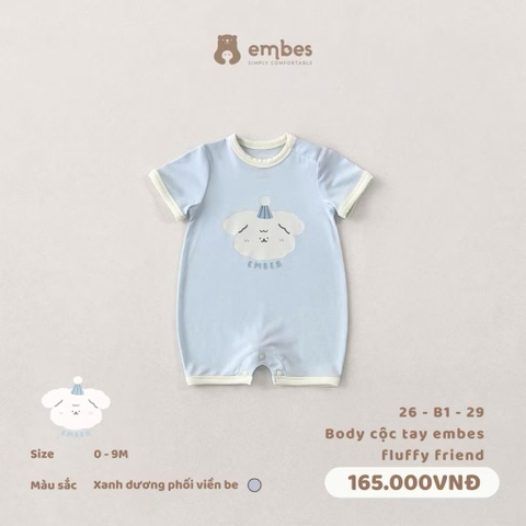 EMBES - Body cộc tay embes fluffy friend - 26-B1-29 - Xanh Dương - 6-9m