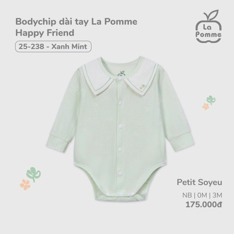 LP S10 - Body chip dài tay La Pomme Happy Friend - Xanh mint - Newborn - SS25.T4B
