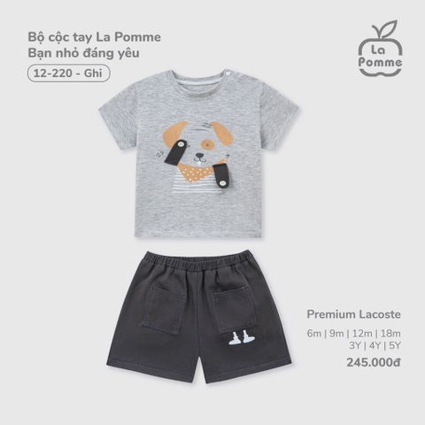 LP - Bộ cộc tay La Pomme Bạn nhỏ đáng yêu - Ghi - 4-5Y - SS25.T4B