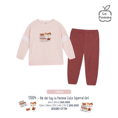 LP - Bộ dài tay La Pomme Cute Squirrel Girl - 6M Hồng - BF23
