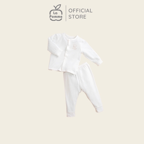 LP - Bộ Dài Tay La Pomme Cúc Giữa Puppy - Newborn Trắng
