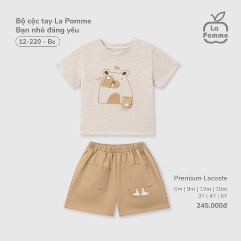 LP S10 - Bộ cộc tay La Pomme Bạn nhỏ đáng yêu - Be - 9-12M - SS25.T4B