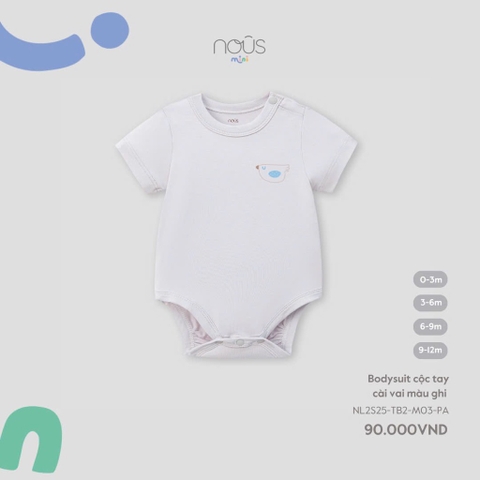 NOUS MINI - Body cộc tay cài vai màu ghi - SS25.T4A