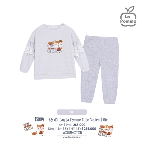 LP - Bộ dài tay La Pomme Cute Squirrel Girl - 6M Ghi - BF23