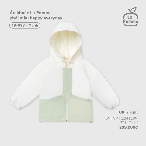 LP S40 - Áo khoác La Pomme phối màu happy everyday - Xanh - 4-5Y - SS25.T9B