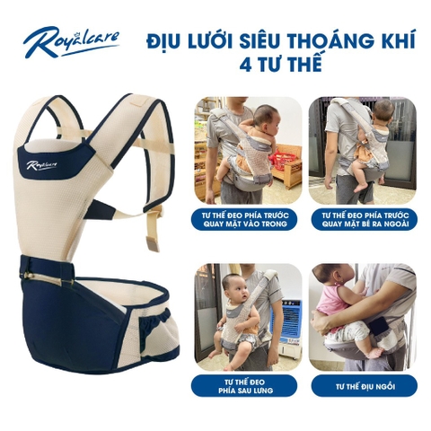 Địu ngồi trẻ em có Hipscat siêu thoáng khí Royal Care RC1220-YD-906-Navy Xanh Navy Có đệm