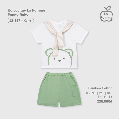 LP S10 - Bộ cộc tay La Pomme Funny Baby - Xanh - 6-9M - SS25.T4B