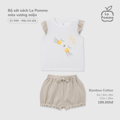 LP - Bộ sát nách La Pomme mèo vương miện - Trắng - SS25.T4B