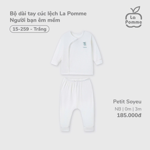 LP - Bộ dài tay cúc lệch La Pomme Người bạn êm mềm - Trắng - SS25.T2A