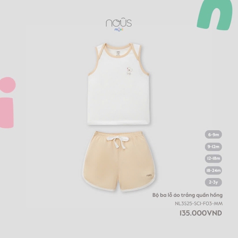NOUS MINI - Bộ ba lỗ áo trắng quần hồng - SS25.T4A