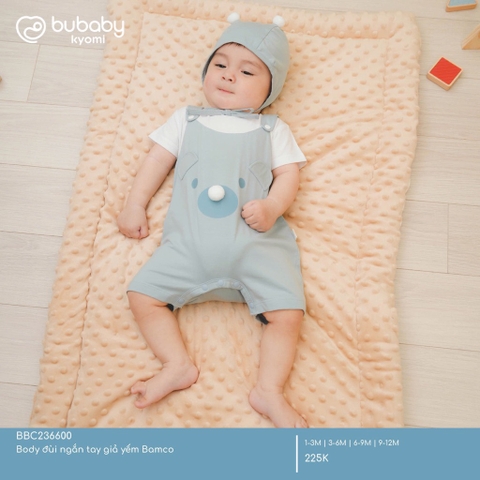 BU - Body đùi ngắn tay giả yếm Bamco - Xanh ghi - Trắng - SS25.T1A