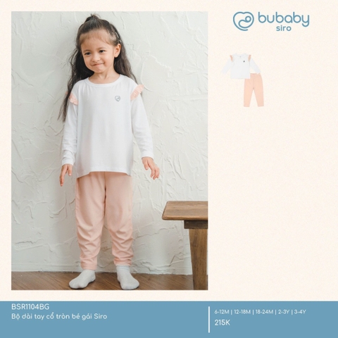 BU - Bộ dài tay cổ tròn bé gái Siro - Trắng - Hồng - SS25.T1A