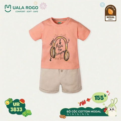 UR - Bộ Cộc Tay Cotton Cho Bé UR3833 - Hồng - SS25.T4A
