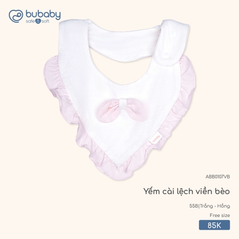 BU - Yếm cài lệch viền bèo - ABB0107VB - Trắng + Hồng - FS - SS26.T1B