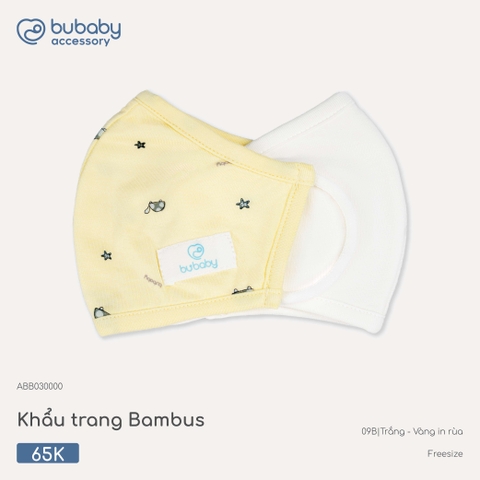 BU - Khẩu trang Bambus - ABB030000 - Trắng - Vàng in rùa - Free size - SS26.T4C