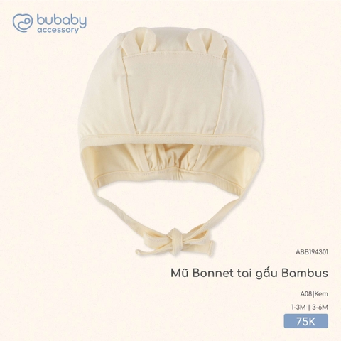 BU S10 - Mũ Bonnet tai gấu Bambus - ABB194301 - Kem - 1-3M - SS25.T8A