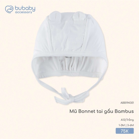 BU - Mũ Bonnet tai gấu Bambus - ABB194301 - Trắng - 1-3M - SS25.T8A