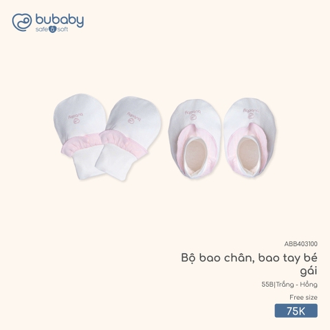 BU - Bộ bao chân, bao tay bé gái - ABB403100 - Trắng + Hồng - FS - SS26.T1B