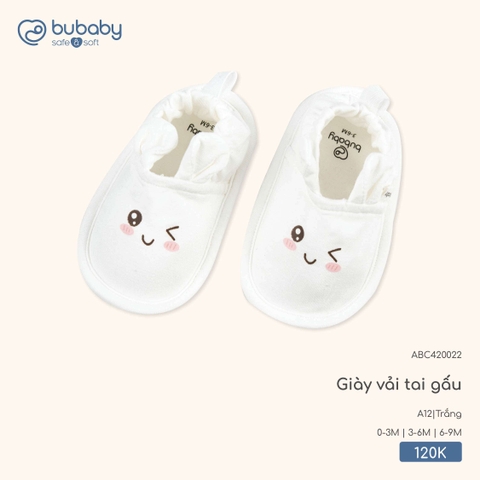 BuBaby - Giày vải tai gấu - Trắng - 0-3M - SS26.T3A