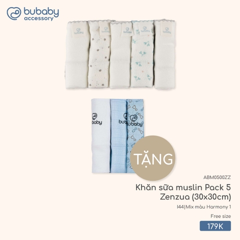 BU - Khăn sữa muslin Pack 5 Zenzua (30x30cm) ABM0500ZZ - Mix màu Harmony 1 - Mỏng - SS25.T9B