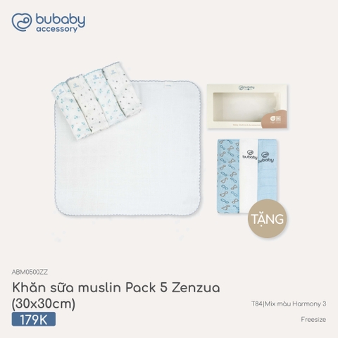 Bubaby - Khăn sữa muslin Pack 5  Zenzua  (30x30cm)  - Mix màu Harmony 3 - SS26.T4A