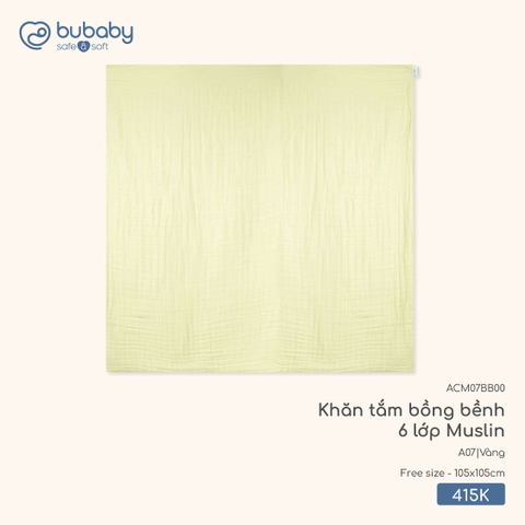 BU Z20 - Khăn tắm bồng bềnh 6 lớp Muslin - ACM07BB00 - Vàng - FS - SS25.T11A