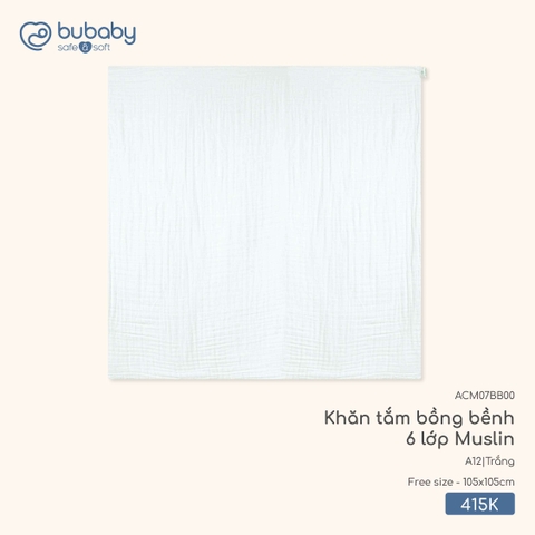 BU Z20 - Khăn tắm bồng bềnh 6 lớp Muslin - ACM07BB00 - Trắng - FS - SS25.T11A