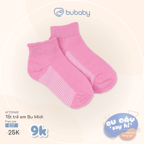 BU ĐÂY - Tất trẻ em Bu Midi - Hồng nhạt kẻ - Đôi