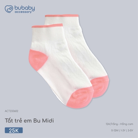 BU - Tất trẻ em Bu Midi - ACT233602 - Trắng - Hồng cam - 3-5Y - SS26.T4C