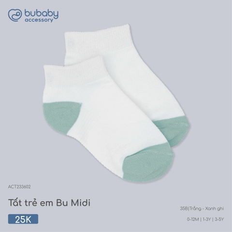 BU - Tất trẻ em Bu Midi - ACT233602 - Trắng - Xanh ghi - 3-5Y - SS26.T4C