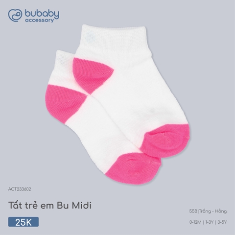 BU - Tất trẻ em Bu Midi - ACT233602 - Trắng - Hồng - 3-5Y - SS26.T4C