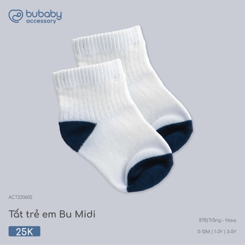 BU - Tất trẻ em Bu Midi - ACT233602 - Trắng - navy - 3-5Y - SS26.T4C