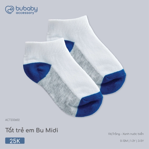 BU - Tất trẻ em Bu Midi - ACT233602 - Trắng - Xanh nước biển - 1-3Y - SS26.T4C