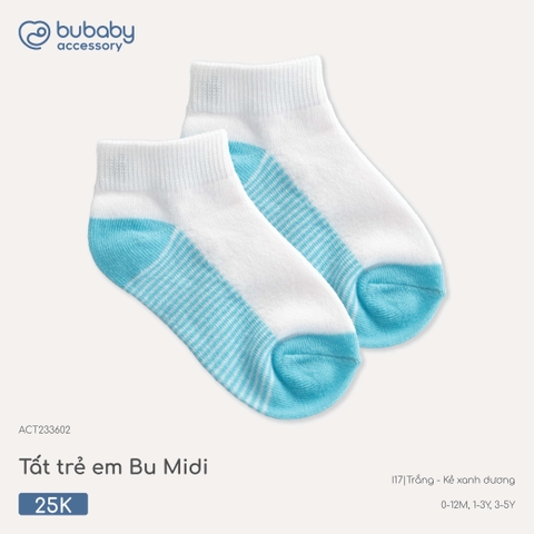 BU - Tất trẻ em Bu Midi - ACT233602 - Trắng - kẻ xanh dương - 3-5Y - SS26.T4C