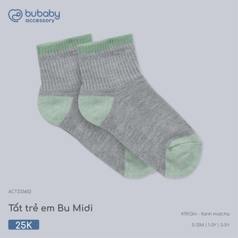 BU - Tất trẻ em Bu Midi - ACT233602 - Ghi - xanh matcha - 3-5Y - SS26.T4C