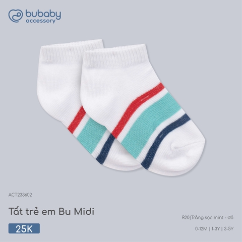 BU - Tất trẻ em Bu Midi - ACT233602 - Trắng sọc mint - đỏ - 3-5Y - SS26.T4C