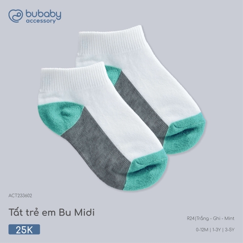 BU - Tất trẻ em Bu Midi - ACT233602 - Trắng -ghi-mint - 3-5Y - SS26.T4C