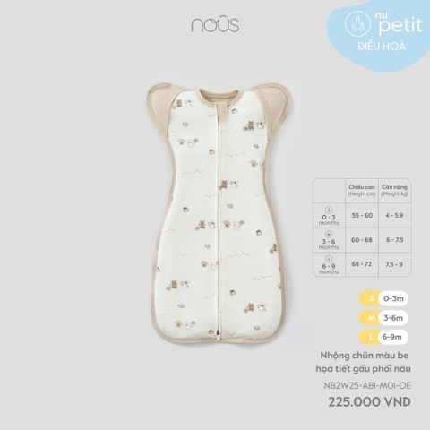 NOUS - Nhộng chũn màu be họa tiết gấu phối nâu -SS25.T9A