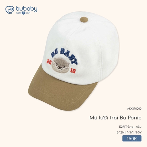 BuBaby - Mũ lưỡi trai Bu Ponie - Trắng + nâu - 3-5Y - SS26.T3B